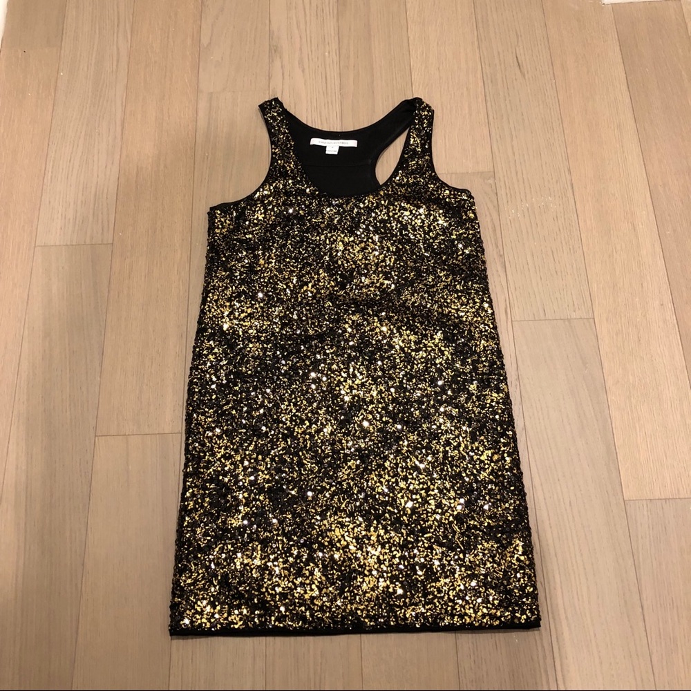 DVF Diane Sequined Racer Back Mini Dress